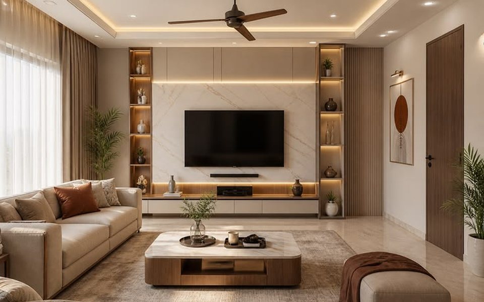 Living room interior design in Bangalore by Metaspaces